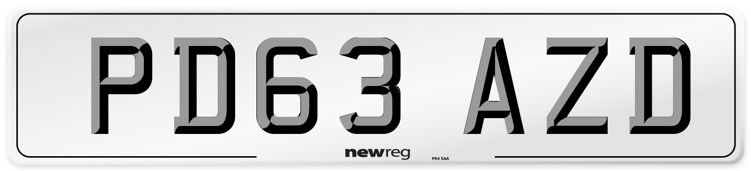 PD63 AZD Number Plate from New Reg